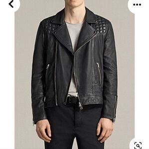 All saints men Taro leather qulited biker jacket size XS